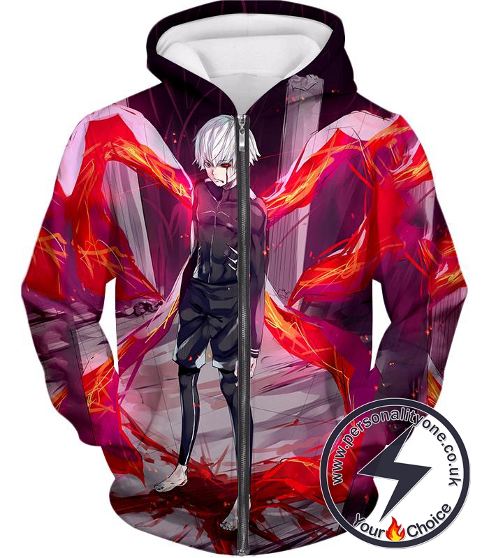 Tokyo Ghoul Awesome Ken Kaneki Kink Action Cool Anime Still Zip Up Hoodie